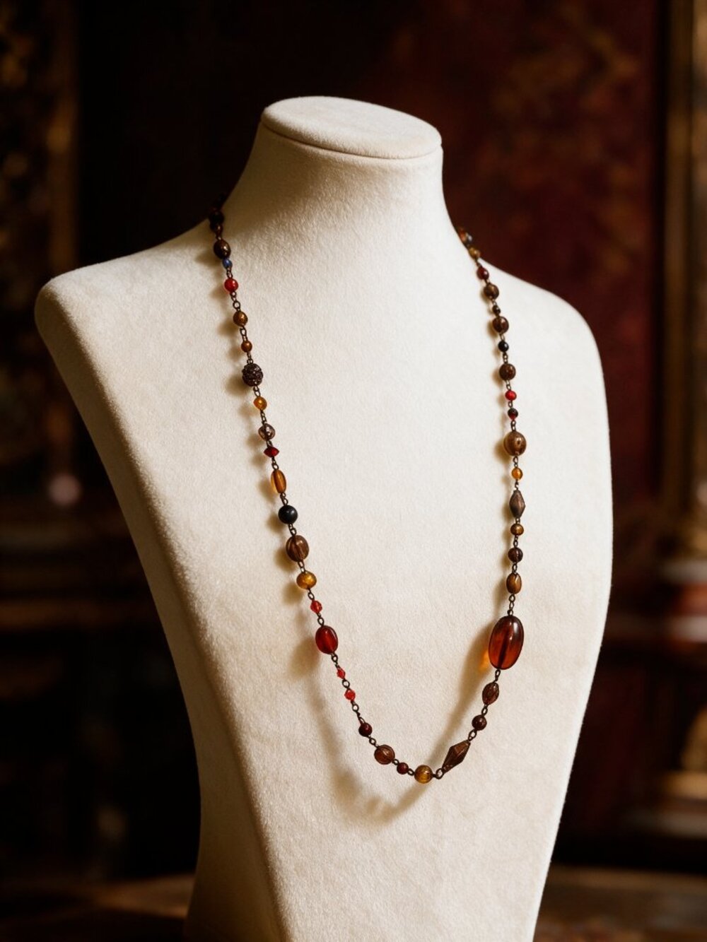 Vintage Multi-Stone Beaded Long Necklace